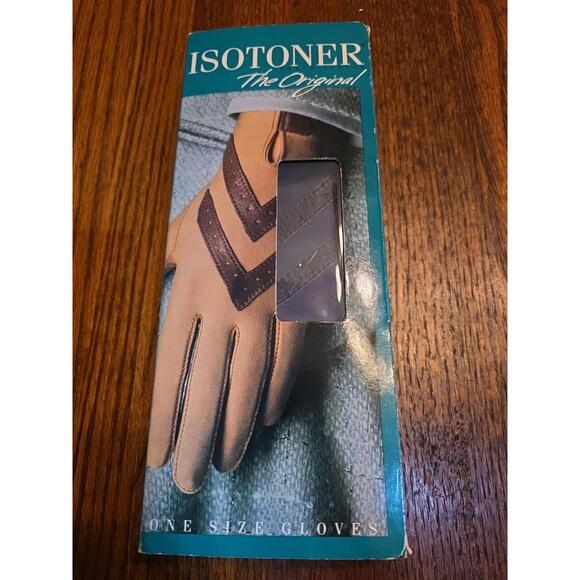 Vintage Isotoner The Original One Size Womens Grey Leather Trim Gloves  23092 - Picture 1 of 5